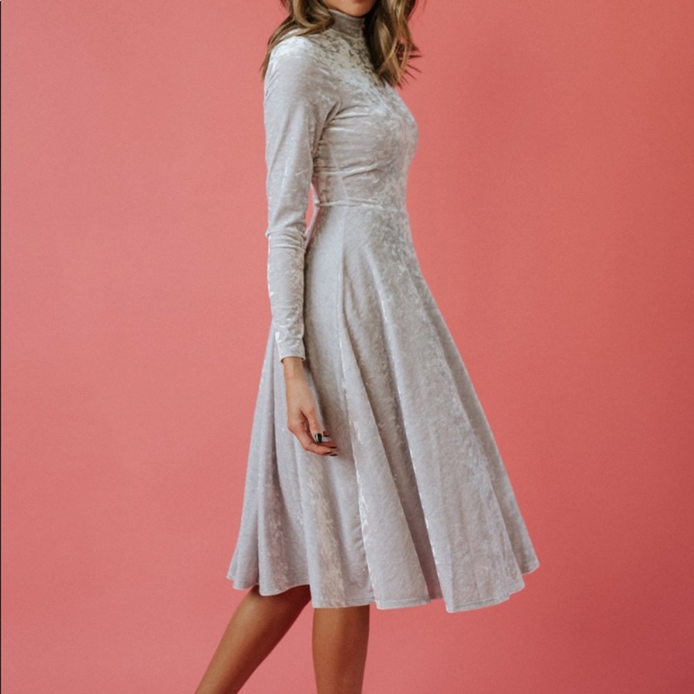 Clad & Cloth velvet gray dress
